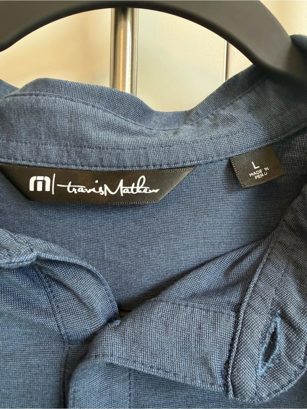 TravisMathew Long Sleeve Golf Polo Shirt Blue Performance Stretch Size L